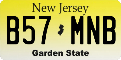 NJ license plate B57MNB