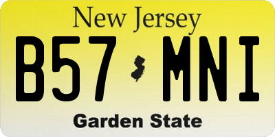 NJ license plate B57MNI