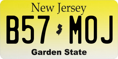 NJ license plate B57MOJ