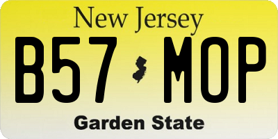 NJ license plate B57MOP