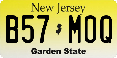 NJ license plate B57MOQ