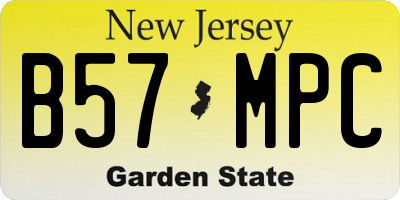 NJ license plate B57MPC