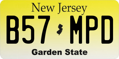 NJ license plate B57MPD