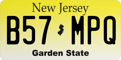 NJ license plate B57MPQ