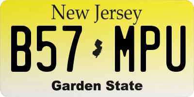 NJ license plate B57MPU