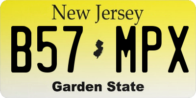 NJ license plate B57MPX