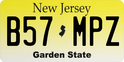 NJ license plate B57MPZ