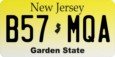 NJ license plate B57MQA