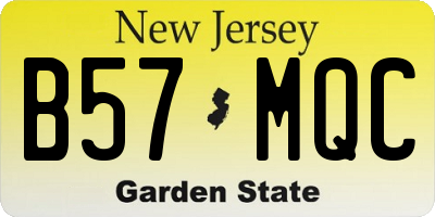 NJ license plate B57MQC