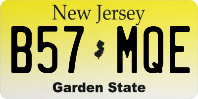 NJ license plate B57MQE
