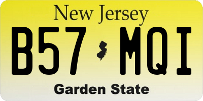 NJ license plate B57MQI