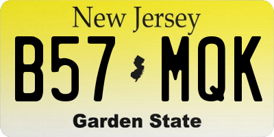 NJ license plate B57MQK