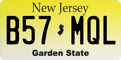 NJ license plate B57MQL
