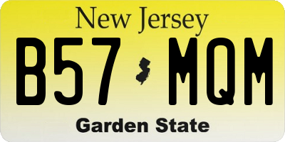 NJ license plate B57MQM