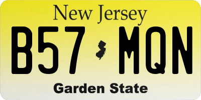 NJ license plate B57MQN