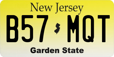 NJ license plate B57MQT