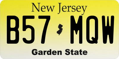NJ license plate B57MQW