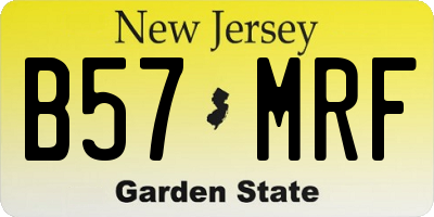NJ license plate B57MRF