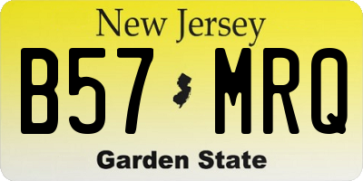 NJ license plate B57MRQ