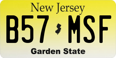 NJ license plate B57MSF