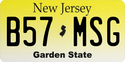 NJ license plate B57MSG