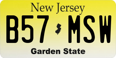 NJ license plate B57MSW