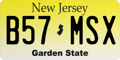 NJ license plate B57MSX