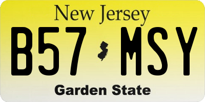 NJ license plate B57MSY