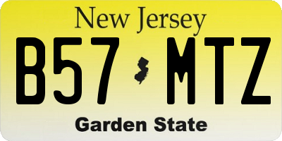 NJ license plate B57MTZ