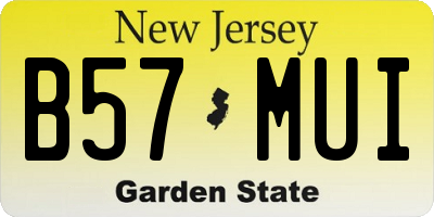 NJ license plate B57MUI