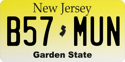 NJ license plate B57MUN