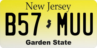 NJ license plate B57MUU