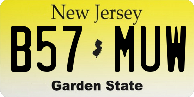 NJ license plate B57MUW