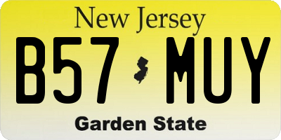 NJ license plate B57MUY