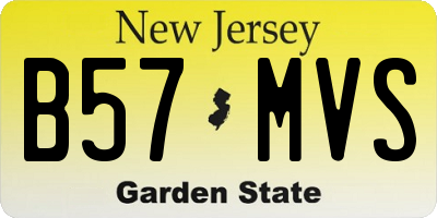 NJ license plate B57MVS