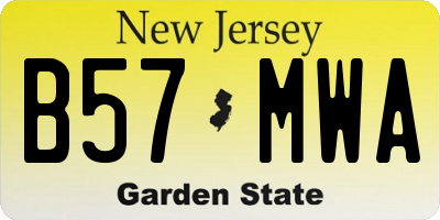 NJ license plate B57MWA