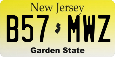 NJ license plate B57MWZ