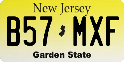 NJ license plate B57MXF