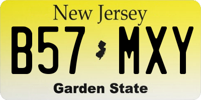 NJ license plate B57MXY