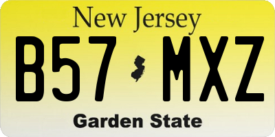 NJ license plate B57MXZ