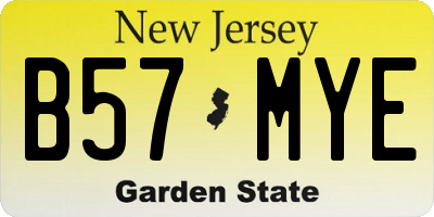 NJ license plate B57MYE