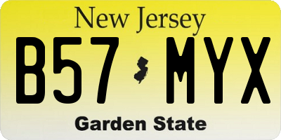 NJ license plate B57MYX