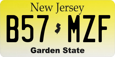 NJ license plate B57MZF