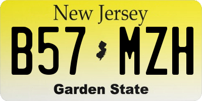 NJ license plate B57MZH