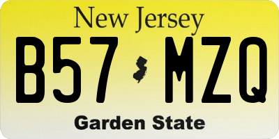 NJ license plate B57MZQ