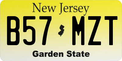 NJ license plate B57MZT