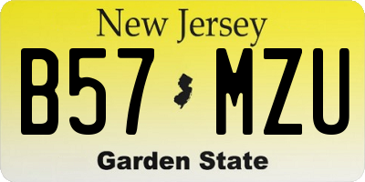 NJ license plate B57MZU