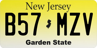 NJ license plate B57MZV