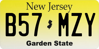 NJ license plate B57MZY