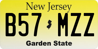 NJ license plate B57MZZ